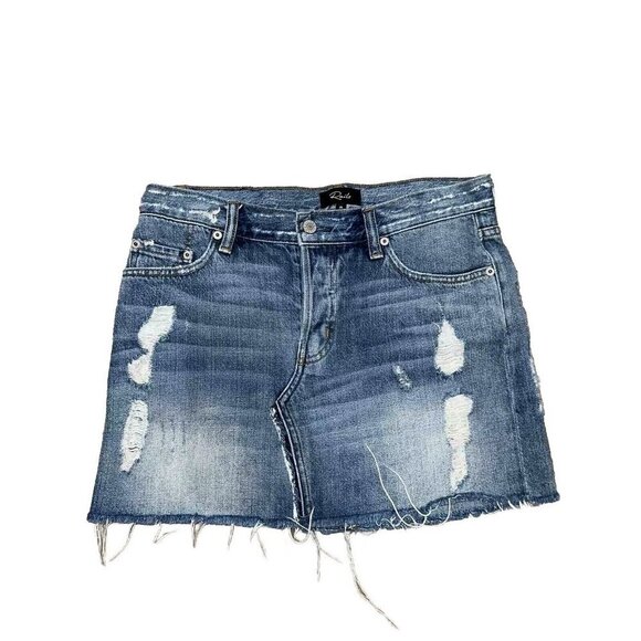 RAILS Studded Cutoff Denim Jeans Blue Mini Skirt Size 26 - Picture 1 of 12